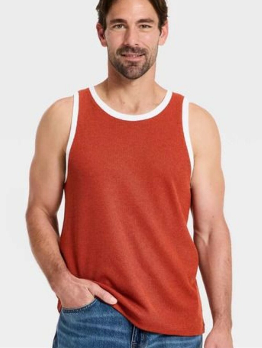 Goodfellow & Co Rust Orange Tank with White Trim